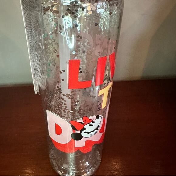 NWT Disneys Mickey Minnie Mouse Glitter Water Bottle LIVING THE DREAM - Picture 4 of 10